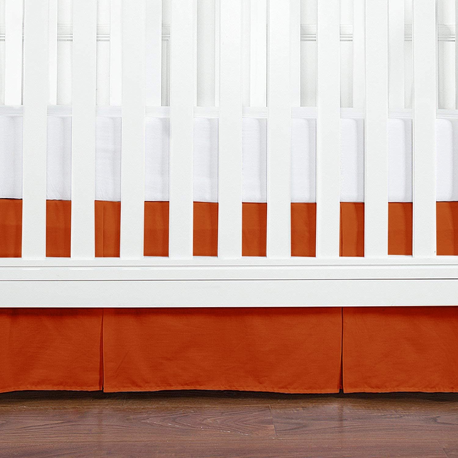 1 Piece Crib Pleated 100% Egyptian Cotton 800 Thread Count Bedskirt for Baby Boys Girls Crib Pleated Toddler (28” x 52” x 14’’) Bed Skirt - Burnt Orange Solid