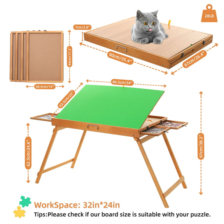 Jigsaw Puzzle Board Table for Adults - 1500 Pieces Bamboo Folding Puzzle  Table with 4 Drawers and Legs, Jigsaw Puzzle Table Accessories for Puzzle