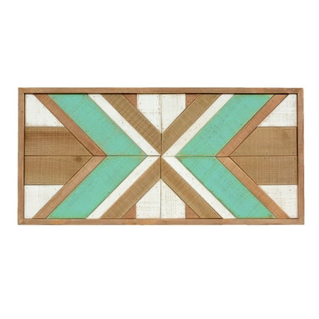 Southwest Inlay - Turquoise Southwest Blanket Wood Wall Art - CLEARANCE
