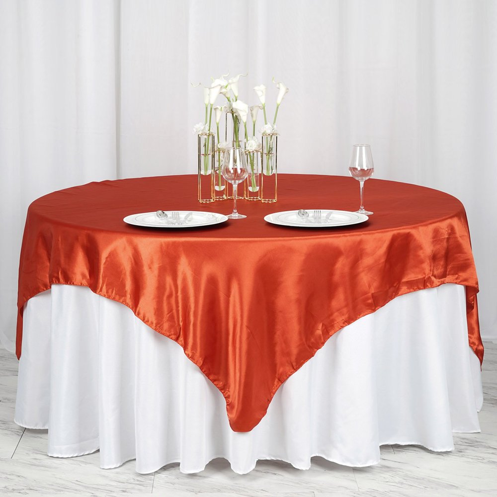 Efavormart 72" SATIN Square Tablecloth Tablecloths Overlay For Wedding Catering Party Table Top