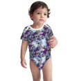 thumbnail image 3 of Daiia Purple Marble Texture Printed Unisex-Baby Short Sleeve Onesies Bodysuits Baby Climbing Clothes Soft and Comfortable Romper with Expandable Shoulder Design-12 Months, 3 of 8
