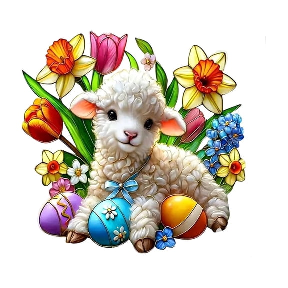 PEIBang Easter Hanging Ornaments for Window,Spring Easter Lamb Flower Pendant for Easter Home Window Wall Decor,Housewarming Gift