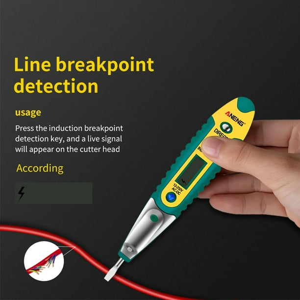 AC/DC 12-250V LCD Digital Tester Destornillador Voltaje Detector Pluma Verde Likrtyny Para estrenar
