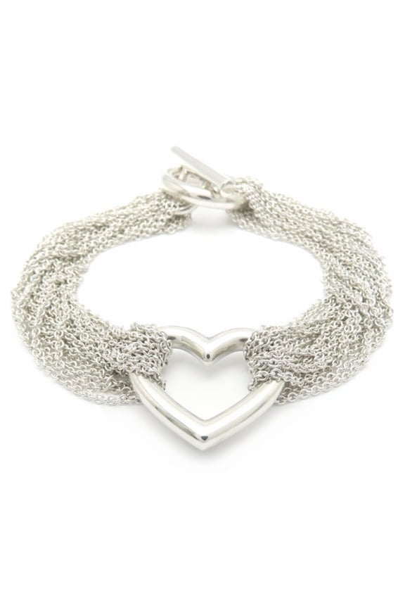 Pre-Owned TIFFANY&Co. Tiffany Open Heart Toggle Bracelet, Sterling Silver 925, Women's, 295447