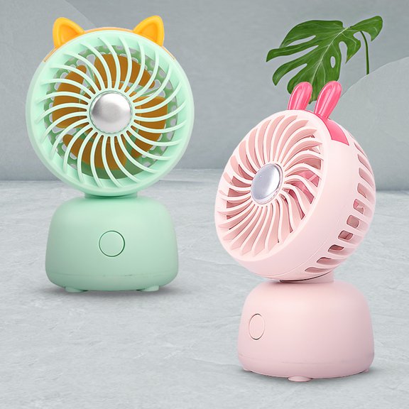 mdesiwst Desktop Small Fan Cartoon Animal Ear Shape USB Powered Bedroom Desk Fan Adjustable Wind Speeds Anti-Slip Base Fan