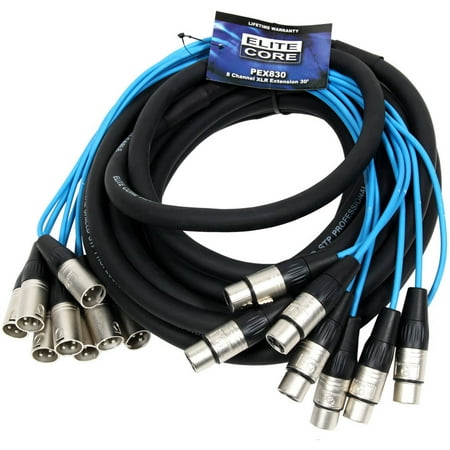 Elite Core 10' ft Extension Snake 8 Channel Fan To Fan XLR PEX810 LIFETIME WARRANTY