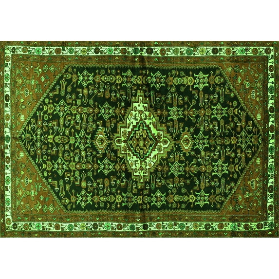 Ahgly Company Indoor Rectangle Persian Green Traditional Area Rugs, 7' x 10'