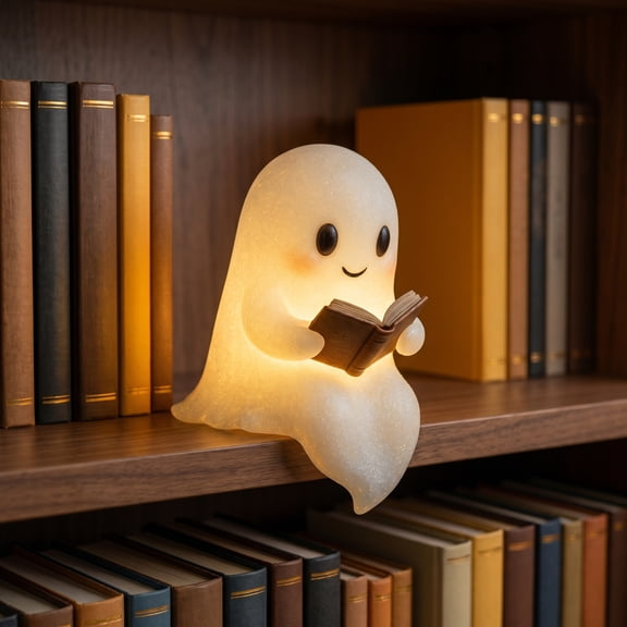 Halloween Ghost Bubble Bath Lamp – Cute Ghost Night Light Reading Book Lamp, Ghost Nightlight for Indoor Readers, Desk, Party, Table, Shelf & Fireplace Halloween Decorations