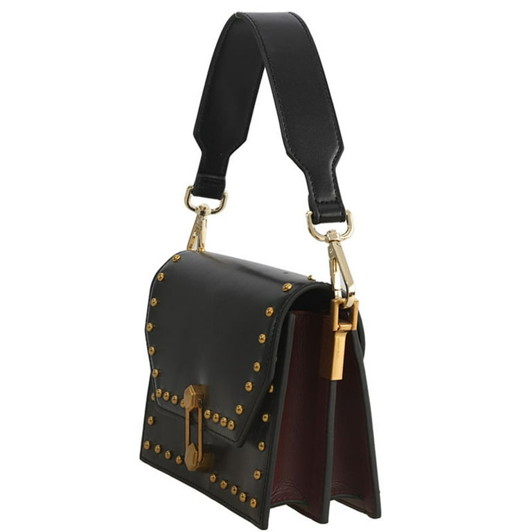 Purse-Strap Replacement Faux Leather Handbag-Strap Short Handles Shoulder  Bag Strap Replacement With Metal Clasp Black(Gunblack Clasp) 