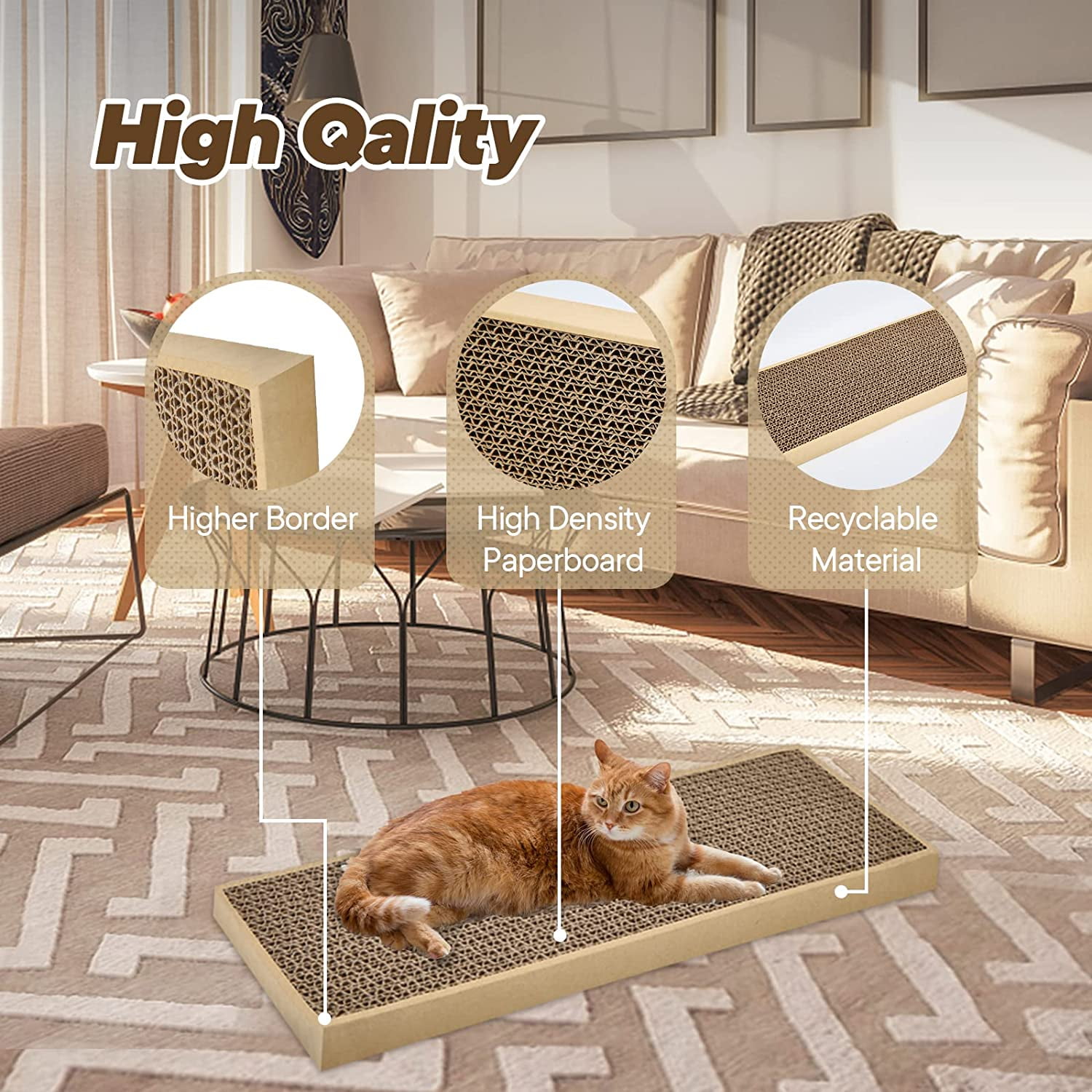 THBN HappyFreeSX Splicing Cat Scratch Pad: Cat Scratchers for Indoor Cats and Kitten, 2 Pack Cat Scratching Pad, Cat Scratcher Cardboard, Cat Scratching Pad, Premium Scratch from Cats, Double-Sided D