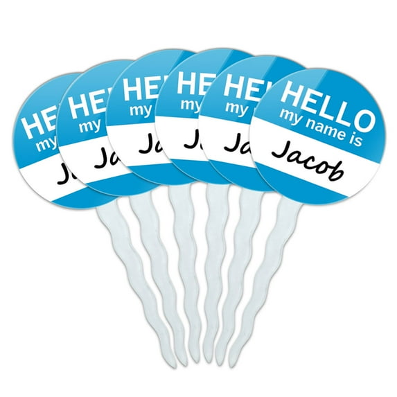 Jacob Hello My Name Is Cupcake Picks Toppers - Set of 6