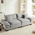 thumbnail image 2 of Dinosisco 84"L Deep Seat Sofa, Corduroy Upholstered Sleeper Couch for Living Room, Light Gray, 2 of 8