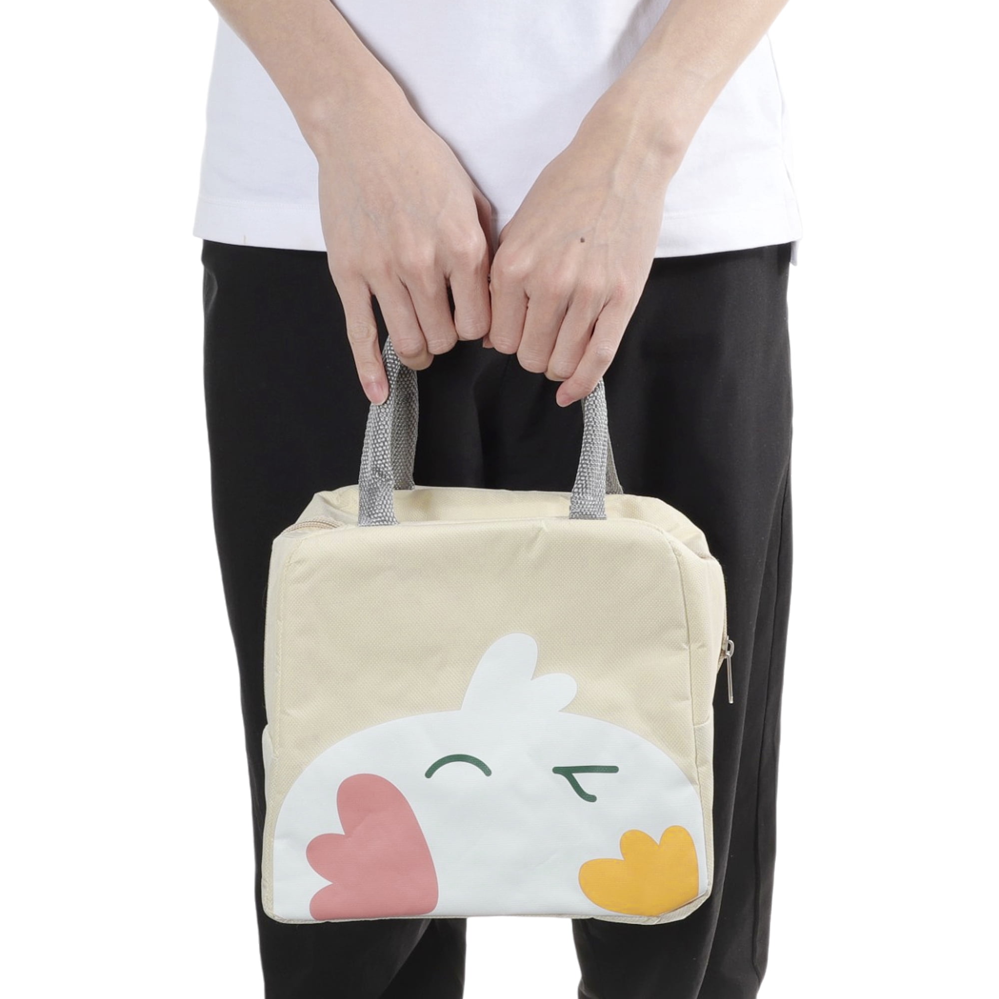 Unique Bargains Reusable Insulated Lunch Box Tote for Work and Travel Beige 236 oz