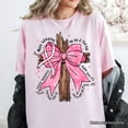 thumbnail image 2 of Breast Cancer Pink Bow Cross T-Shirt, Awareness Faith Christian Tee, 2 of 8