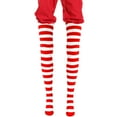 thumbnail image 3 of Skeleteen Red and White Socks - Over The Knee Striped Costume Accessories Red and White Stockings for Men, Women and Kids, 3 of 5