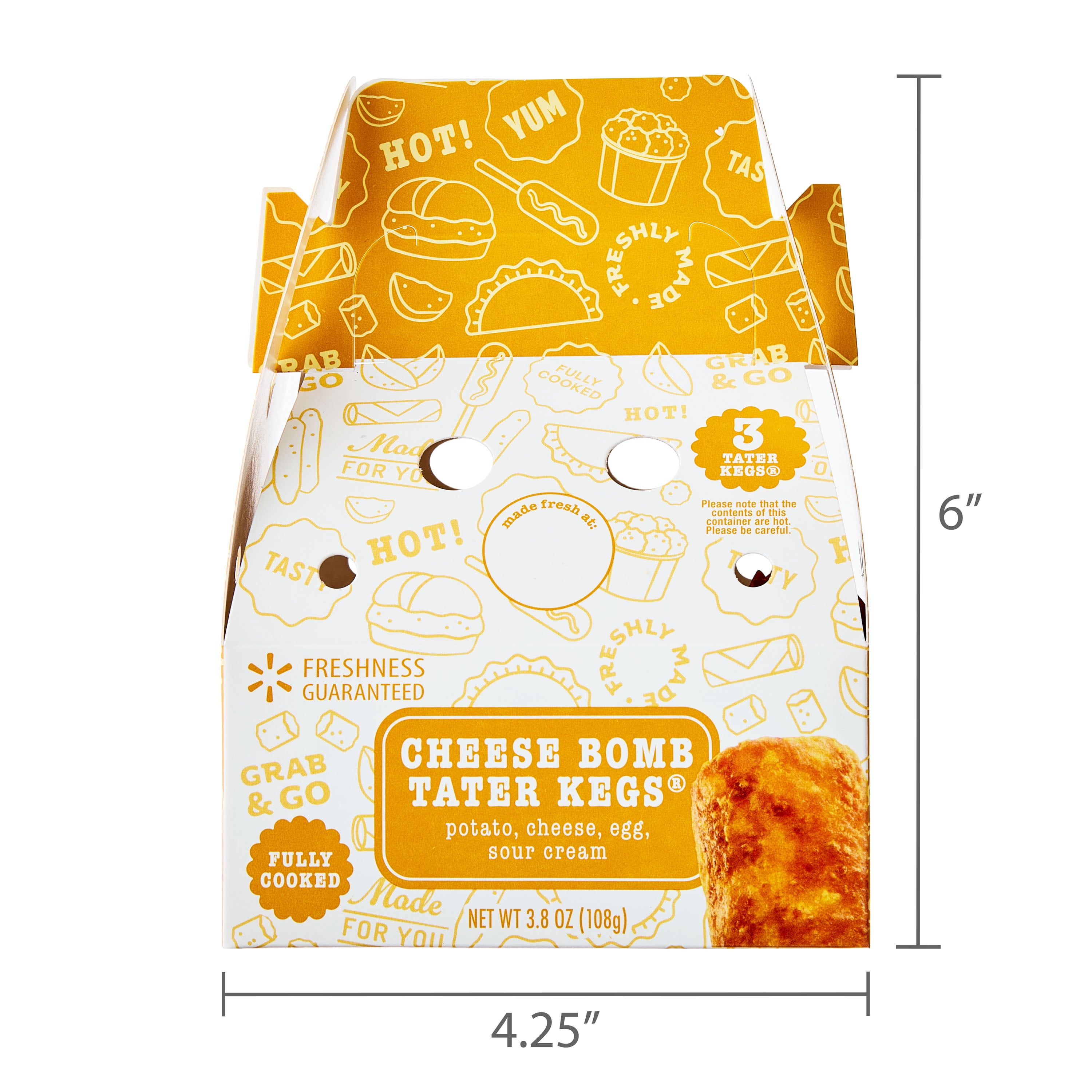 Freshness Guaranteed Cheese Bomb Tater Kegs, Hot & Ready-to-Eat, 3 Count, 3.8 oz
