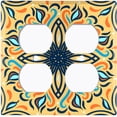 thumbnail image 3 of Metal Light Switch Plate Cover Blue Orange Star Mandala Tile Pattern TIL042, 3 of 13