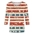 thumbnail image 4 of Cavosen American Flag Tops for Women Petite Independence Day 3/4 Sleeve Crew Neck T Shirts USA Flag Graphic Shirts Lady XL 4th of July Casual Shirts Red White and Blue Tunic Tees Patriotic Clothes, 4 of 5