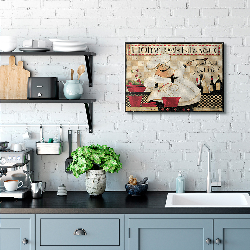 Stupell Industries Home is the Kitchen Phrase Charming Vintage Chef Canvas Wall Art by Dan DiPaolo