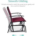thumbnail image 4 of WYDK 2-Person Outdoor Patio Swing Glider Steel Bench Loveseat Rocker for Deck, Porch w/Textilene Fabric, Steel Frame-Burgundy/Black, 4 of 8