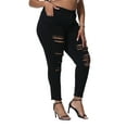thumbnail image 5 of Gocolloa Womens Plus Size Skinny Jeans Stretchy High Waisted Ripped Distressed Ankle Jean Black 16W, 5 of 6