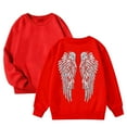thumbnail image 4 of Womens Sweatshirt Angel Wings Long Sleeves Cute Crewneck Pullover Women Trendy Winter Clothes for Women, 4 of 7