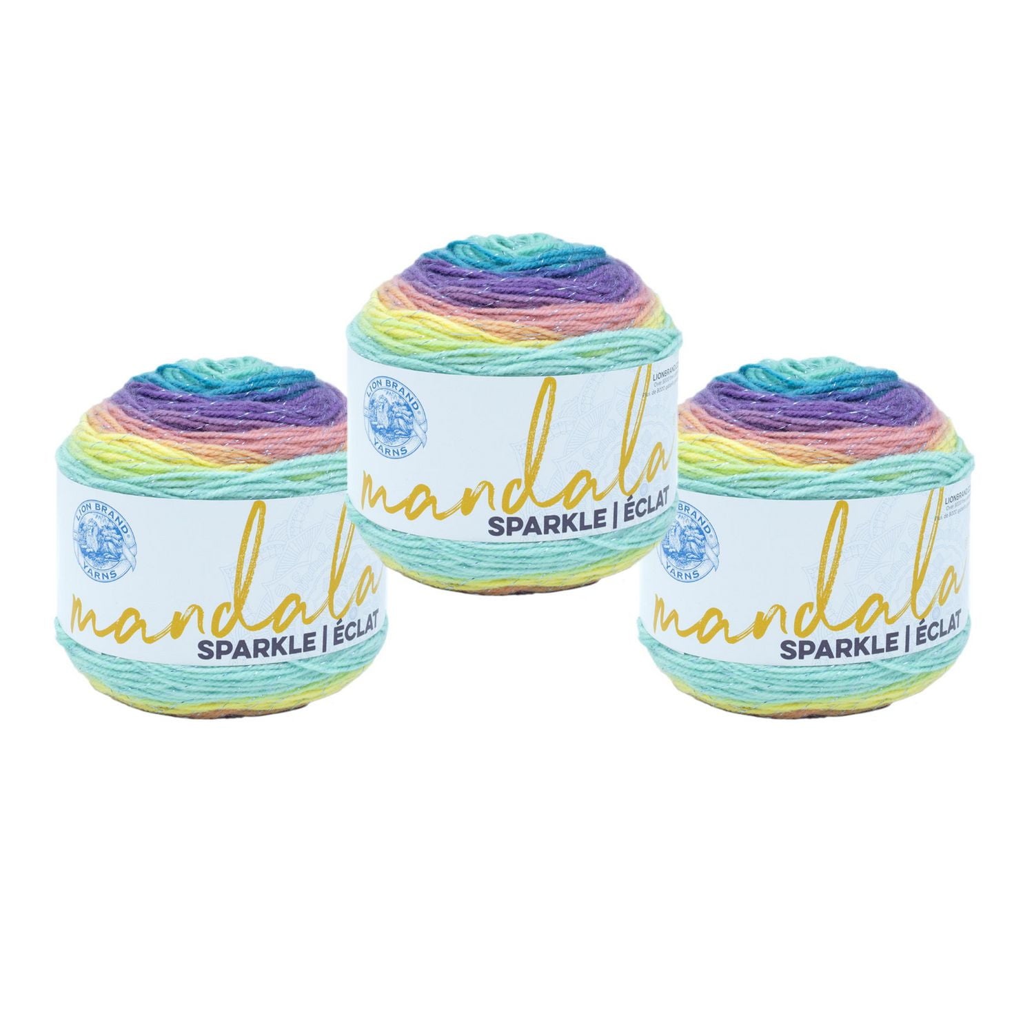 Lion Brand Mandala® Sparkle Yarn #3 Light/DK Yarn 100g/300m 3-Pack