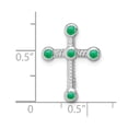 thumbnail image 2 of Auriga Fine Jewelry 10K White Gold Emerald Cross Chain Slide Pendant for Women (L - 0.75 inch, W - 14.2 inch), 2 of 4