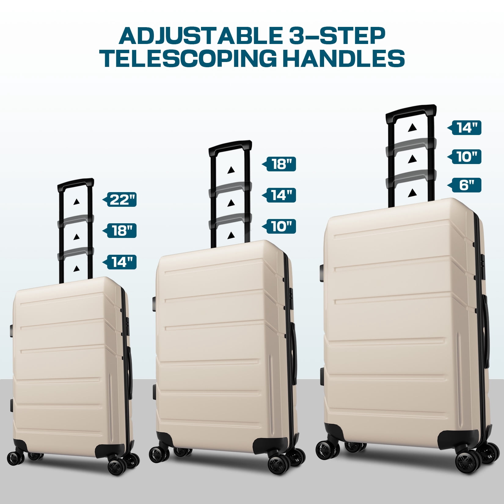 SANOPY Luggage Sets 5-Piece Suitcase Set(20"24"28"), ABS Hardside Expandable Suitcase Set with TSA Lock Spinner Wheels(Beige)