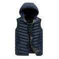 thumbnail image 2 of JTieacloth Men's Lightweight Jacket Men's Autumn&Winter Solid Color Sleeveless Zipper Hooded Vest Parkas Blue, 2 of 3