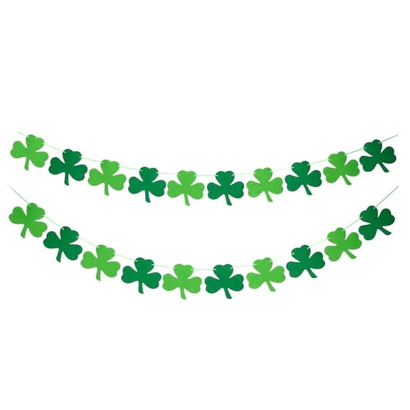 Felt Shamrock Clover Garland Banner - 's Day Banner Decor - 's Day Garland Decorations - Irish Party Supplies - Green and Light Green Color