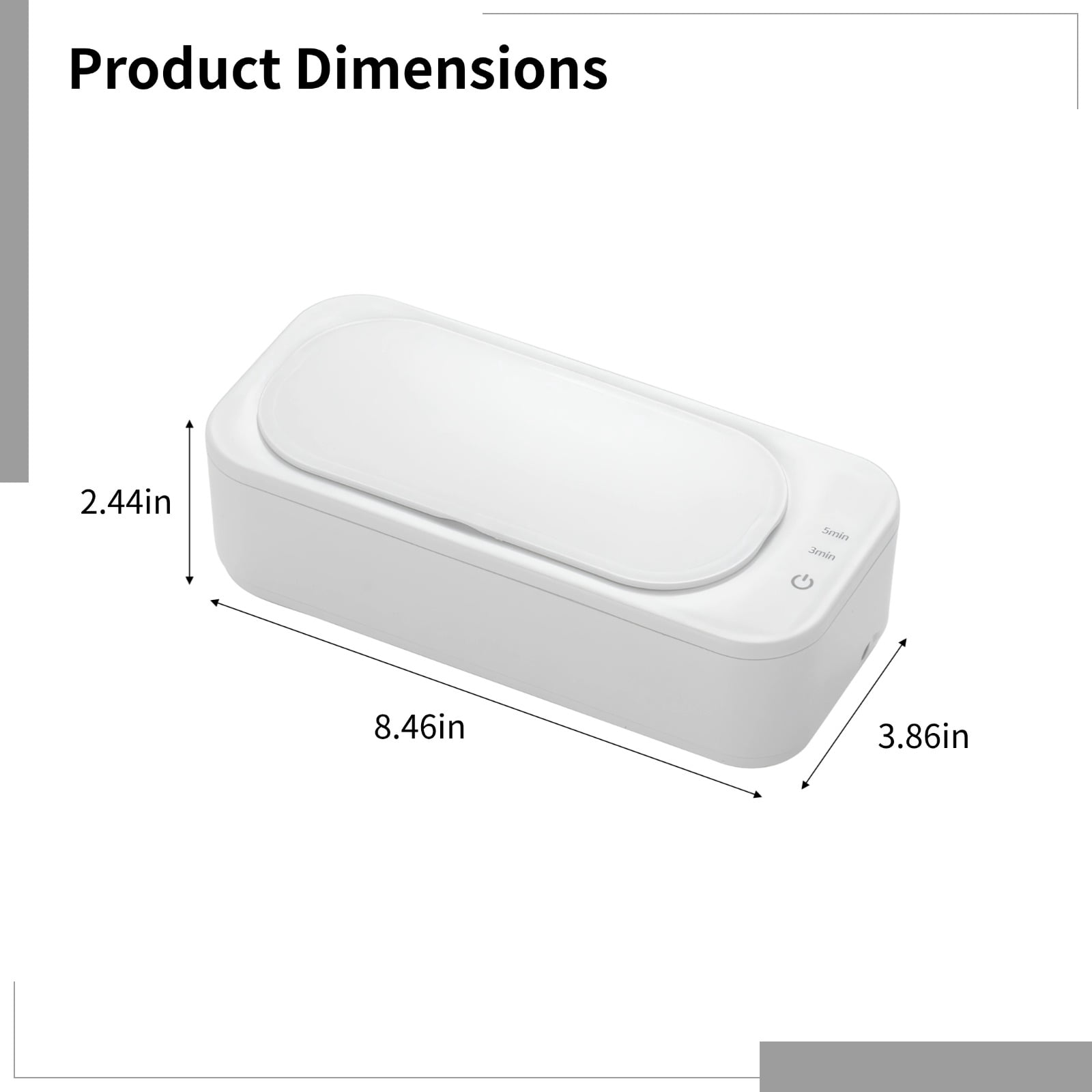 Portable Ultrasonic Cleaner for Jewelry, Glasses, Brushes, 350ML Mini Cleaning Machine with Timer, 47KHz Frequency, White, Easy-to-Use for Home Use (US 110V)