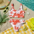 thumbnail image 6 of CCRFTGI Girls Swimsuits Size 6-7 Two Piece Sets Swimming Bathing Suit Beach Holiday Hawaiian Tropic Girls Bikini Cute Summer Girls Clothes Swim Suit Kids Bikini Red 3-4 Years, 6 of 9