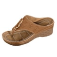 thumbnail image 4 of Dakaela Orthopedic Sandals for Women 2026 with Arch Support Wedge Platform Flip Flops Non Slip Wide Width Casual Dressy Summer Beach Shoes Brown Size 6.5, 4 of 5