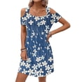 thumbnail image 1 of Vestido de verano GUNEST para mujer con flores azules y hombros descubiertos, 1 of 6