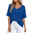 thumbnail image 3 of Lunaseek Plus Size Tops for Women Short Sleeve V-Neck Ladies Tshirts Oversized Solid Tops Clothes under $5.00, 3 of 7