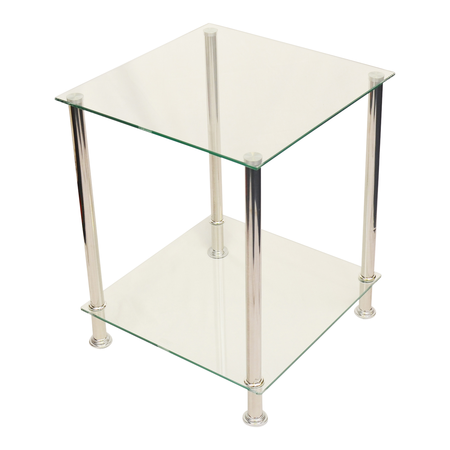 Square Glass 2 Tier Side Table Accent Table Stand, Clear Walmart Canada