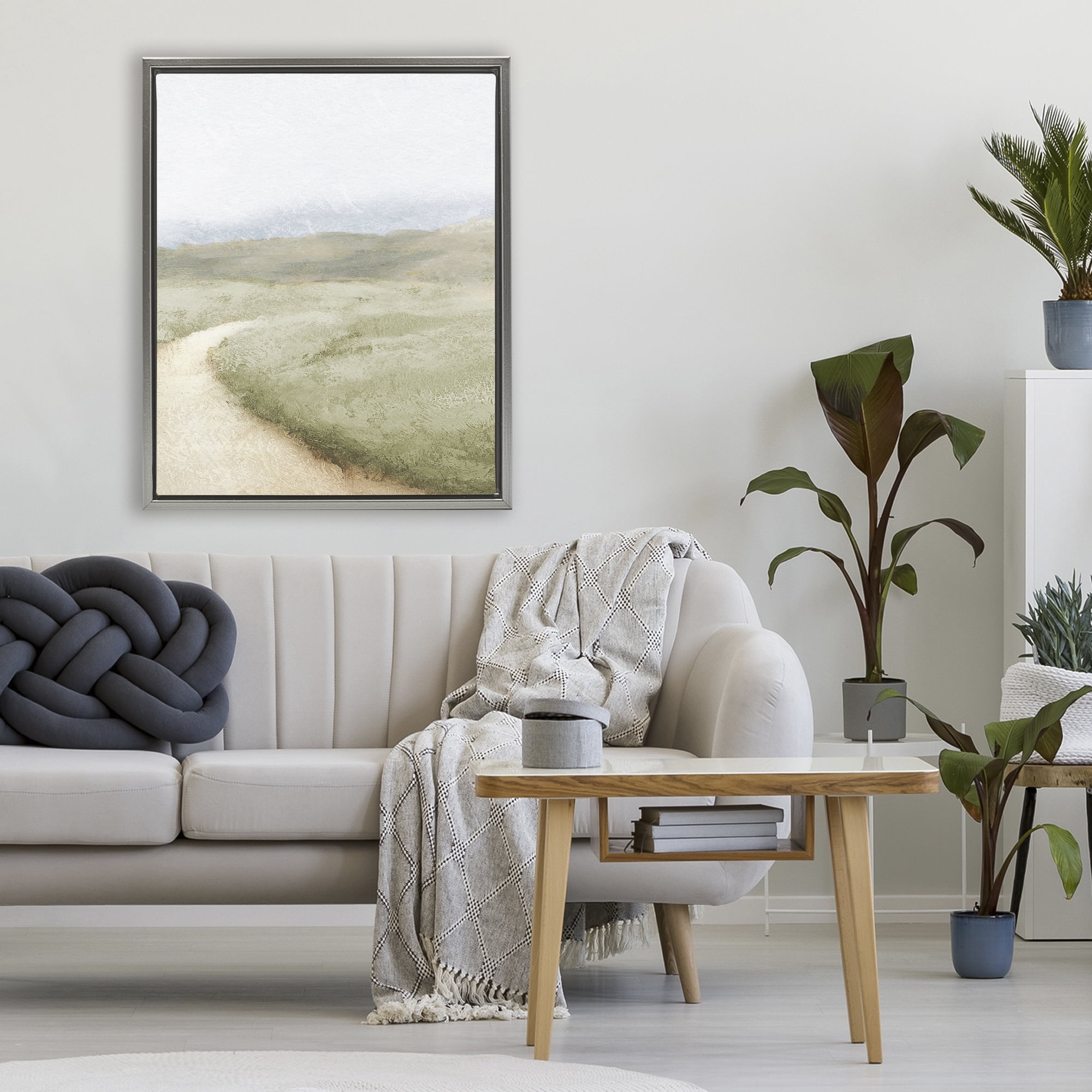 Stupell Industries Green Pasture Quiet Landscape Gray Framed Floater Canvas Wall Art, design by Michael Marcon