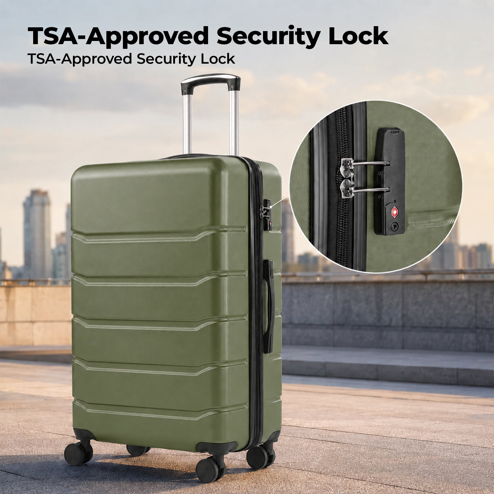 Alvantor 20/24/28 Inch Luggage, Set Suitcase Spinner Hardshell Lightweight TSA Lock, Durable ABS Lightweight Suitcase for Travel