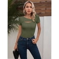 thumbnail image 6 of Womens Cutout Tops Fashion Sexy Short Sleeve Lightweight Slim Fitted Tops Tshirts, 6 of 6