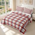 thumbnail image 3 of Manfei Vintage Grid Twin Quilt Set,Modern Check Twin Coverlet Set,Red White Blue,2pcs,1 Bedspread and 1 Pillowcase, 3 of 7