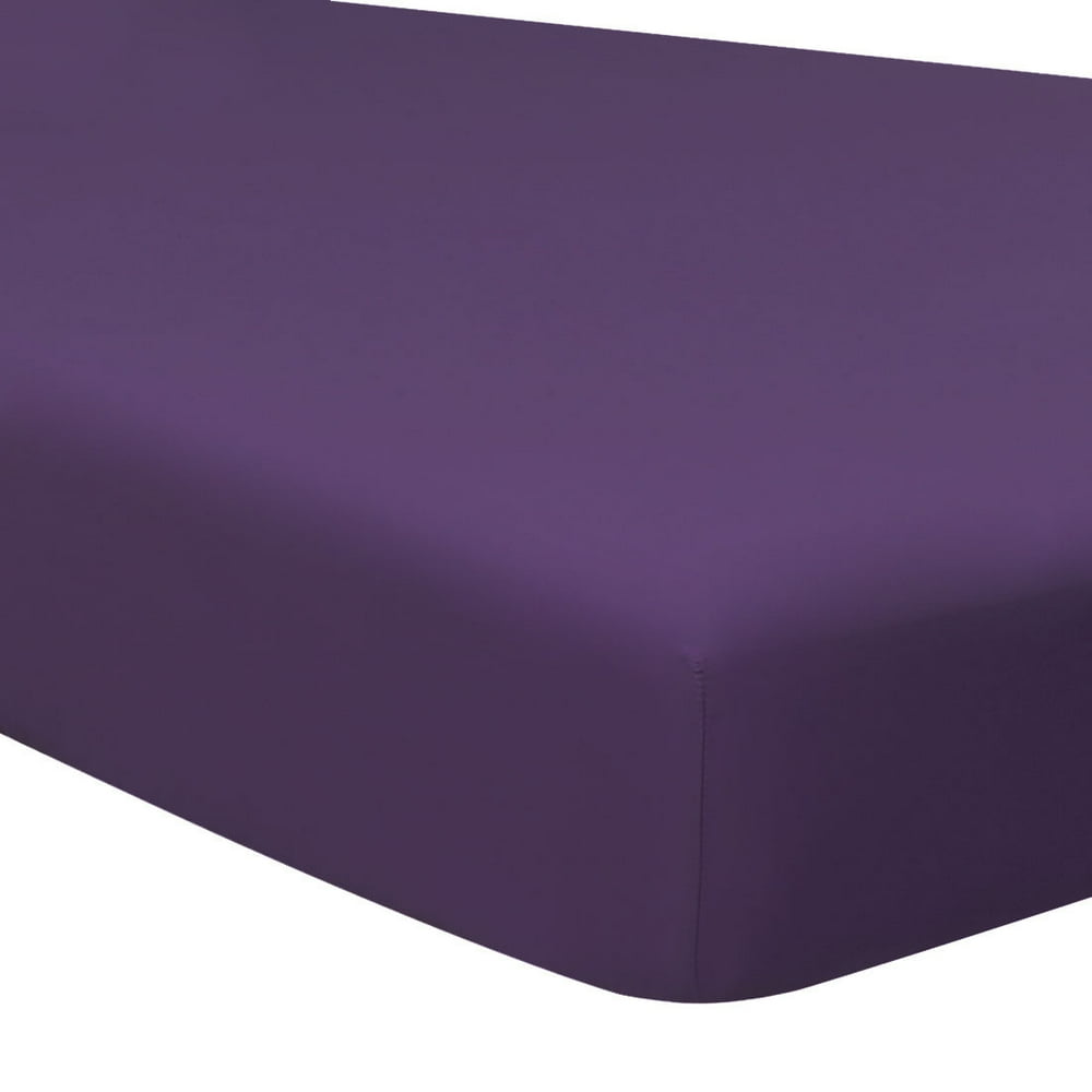 Unique Bargains 15" Deep Pocket Cotton Solid Fitted Sheet Dark Purple