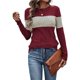 thumbnail image 2 of Blusas de Larga con Bloques de Color para Mujer, Conjuntos de Otoño, Suéteres de Invierno y Moda de Principios de Otoño. Vino Tinto L, 2 of 9