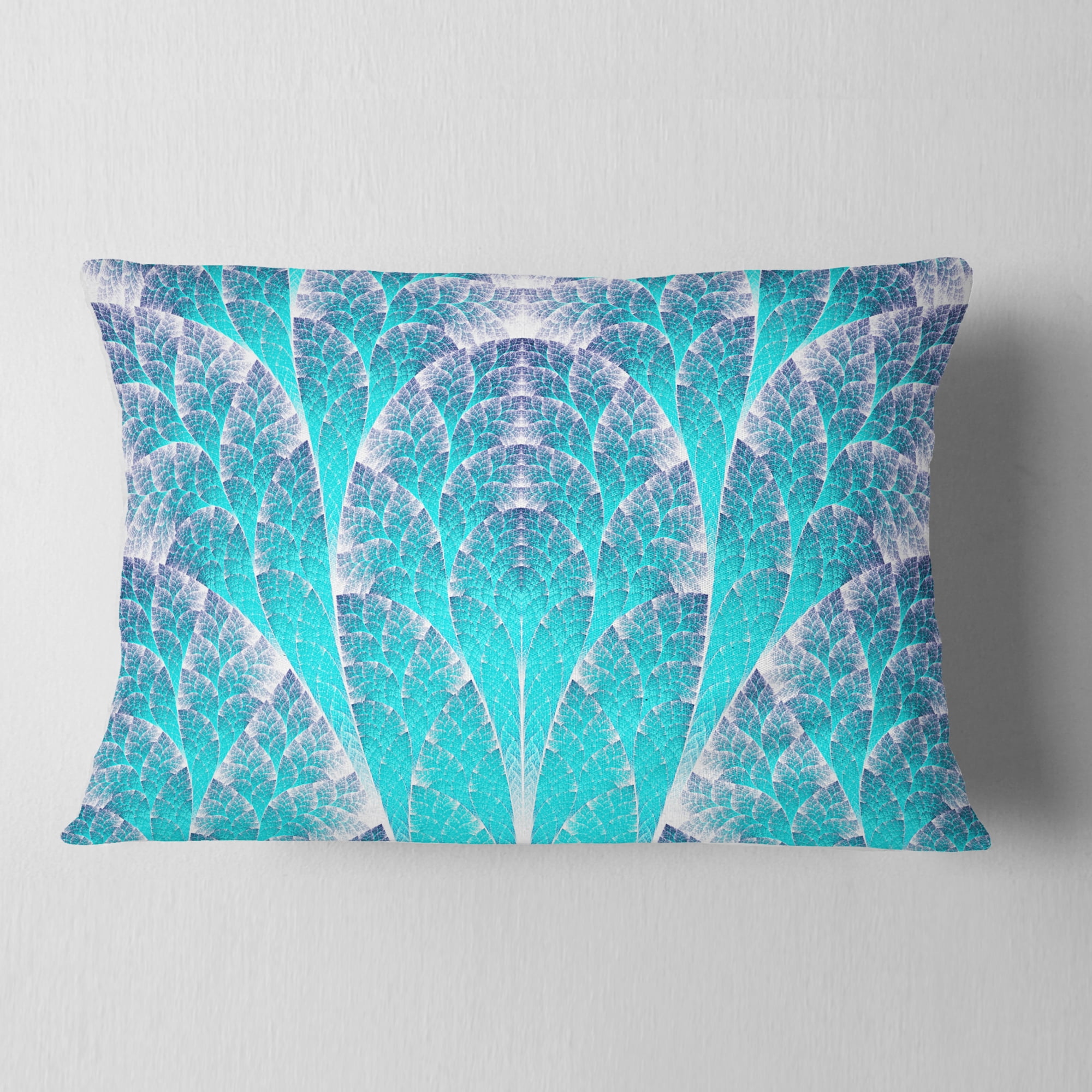 Designart Exotic Blue Biological Organism - Abstract Throw Pillow - 12x20