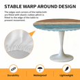 thumbnail image 2 of Elastic Fitted Round Tablecloth, Farmhouse Light Blue Brown Waterproof Stretch Table Cover for 45"-54" Tables, Vintage Wooden Striped Washable Outdoor Tablecloths for Patio, Picnic, Camping, 2 of 9