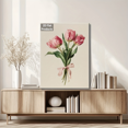 thumbnail image 4 of Pink Tulip Bouquet Canvas Wall Decor Ready to Hang Bedroom, 4 of 9
