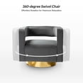 thumbnail image 5 of Velvet Swivel Accent Barrel Tub Club Chair 3D Curved Open Back Gold Metal Base Home Living Room Set of 2 Grey, 5 of 7