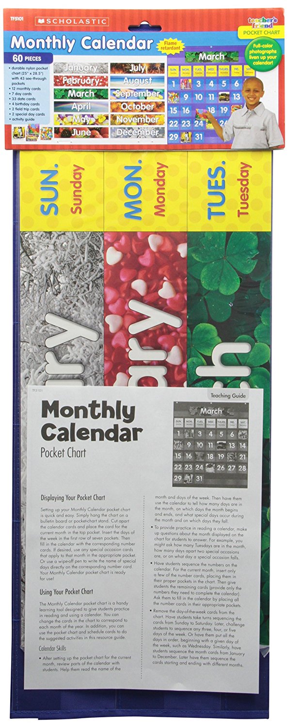 Monthly Calendar Pocket Chart Plastic Dowel Rod Stitched Inside Each Monthly Calendar Pocket Chart Plastic Dowel Rod Stitched Inside Each