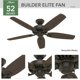 thumbnail image 2 of Ventilador de techo Hunter Builder Elite 132 cm No Light Bronze, 2 of 9