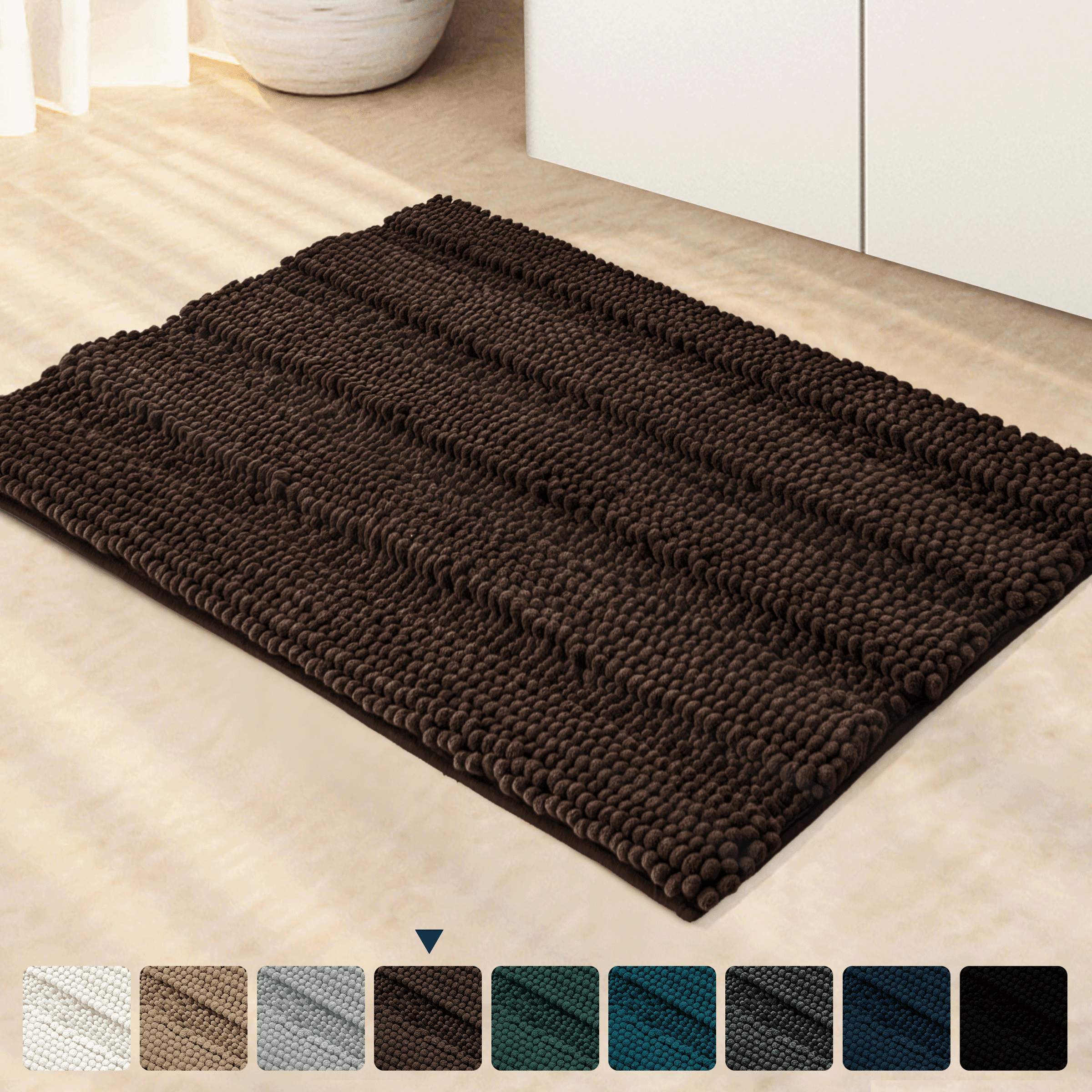 Non-slip Cotton Chenille Floor Mat Carpet Doormat Bath Rug Soft Shaggy Bathroom 